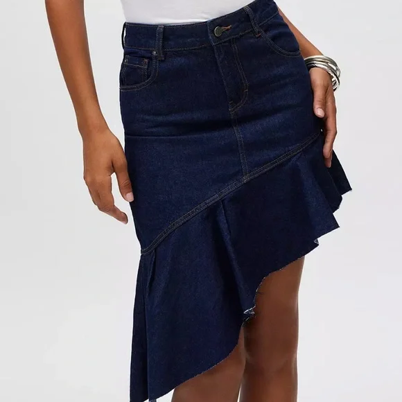 Urban Outfitters BDG Kiko Asymmetrical Denim Midi Skirt - Picture 1 of 14